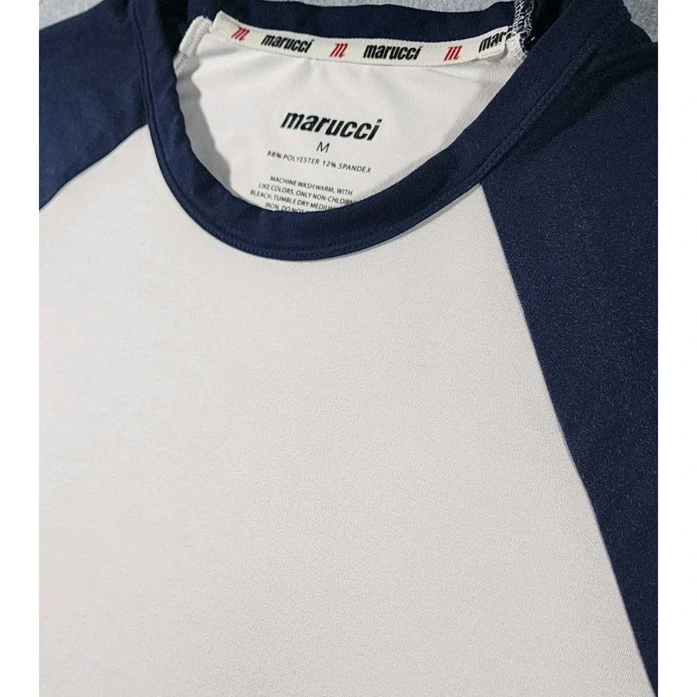 Marucci Men's 3/4 Sleeve Baseball Shirt, Size M, Navy Blue And White, Athletic